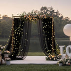 10×10ft Tulle Backdrop Curtains with Lights String - 300LED Fairy Lights Sheer Curtain Backdrop for Weddings Baby Shower and Birthday Party Decorations(4 Panels 5×10ft)