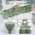 1 Pack Sage Green Cheesecloth Table Runner 35x120 Inch 10Ft Rustic Gauze Cheese Cloth Thanksgiving Table Runner Sheer Cheesecloth Table Runners for Wedding Party Bridal Shower Decoration