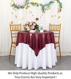 ShinyBeauty Sequin Tablecloth Wine Table Linen Burgundy Table Cover 36x36 Inches Table Overlays for Wedding Party Decor Small Square Tablecloth 36x36 for Round Tables