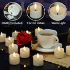 24 Pack Battery Operated Votive Candles 1.5 x 1.67 inches Flameless Votive Tealights Black Wick Tea Lights LED Electric Fake Candles Realistic for Wedding Christmas Thanksgiving Party Decoration