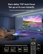 Daylight Projector 4K Ultra HD 2300 High ANSI Smart Home Theater with WiFi 6, Bluetooth, NFC, Streaming Apps, Bright Daytime Proyector, HDR10+, Auto Focus, HDMI 2.1 USB for Movie Video Gaming White