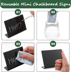 12 Pack Acrylic Mini Chalkboard Signs for Food, Black Mini Tabletop Chalkboard Signs, Small Buffet Chalkboards Signs for Weddings, Birthday Parties, Message Board Signs, Buffet, Bakery and Retail