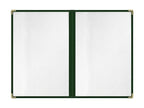 Goodsmart Restaurant Menu Covers – Green 25 Pack, 4-View 8.5" x 14", Side-Loading Vinyl & Plastic Menu Holders, Clear Menu Sleeves, Leather-Style Café Covers with Gold Corners