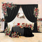 AK TRADING CO. 10 feet x 10 feet IFR Polyester Backdrop Drapes Curtains Panels with Rod Pockets - Wedding Ceremony Party Home Window Decorations - Black