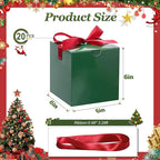 DOYIDE 20 Pack Small Gift Boxes, 6x6x6 Inch Green Elegant Paper Boxes with Ribbons, Christmas Gift Box Crafting, Wedding Party Favor, Cupcake, Candy, Bridesmaids Proposal Box