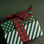 WRAPAHOLIC Reversible Wrapping Paper - Mini Roll - 17 Inch x 33 Feet - Dark Green and Stripes Design for Christmas, Birthday, Holiday, Wedding, Baby Shower