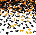 Orange and Black Halloween Party Table Scatter Confetti, 3000 Pcs Pumpkin Spider Webs Bat Foil Metallic Confetti for Halloween Party Table Decorations