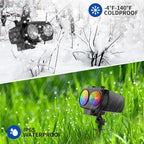 Holiday Projector Lights Outdoor, 2-in-1 HD LED Outdoor Projectors with Remote Control Timer, 3D Ocean Wave & 8 Patterns Waterproof Lanscape Lights for Indoor Valentine Xmas Halloween Holiday Party
