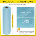 54" by 20 Yards Blue Tulle Fabric Rolls - Tutu Spool Bolt for DIY Wedding Decoration, Baby Shower Tutu Skirt, Gift Wrapping - Large Matte Tulle, Roll Packaging (Baby Blue)