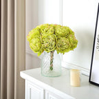 U'Artlines 10 Heads Artificial Peony Silk Flower Leaf Home Office Wedding Party Festival Bar Decor (Green)
