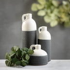 Sullivans Jug Vase Set, Two Tone White and Grey Texture Farmhouse Decor for Your Kitchen, Bedroom, Office, Living Room, & Bathroom, Coffee Table Decor, Aesthetic Centerpiece Decorations (CM2945)