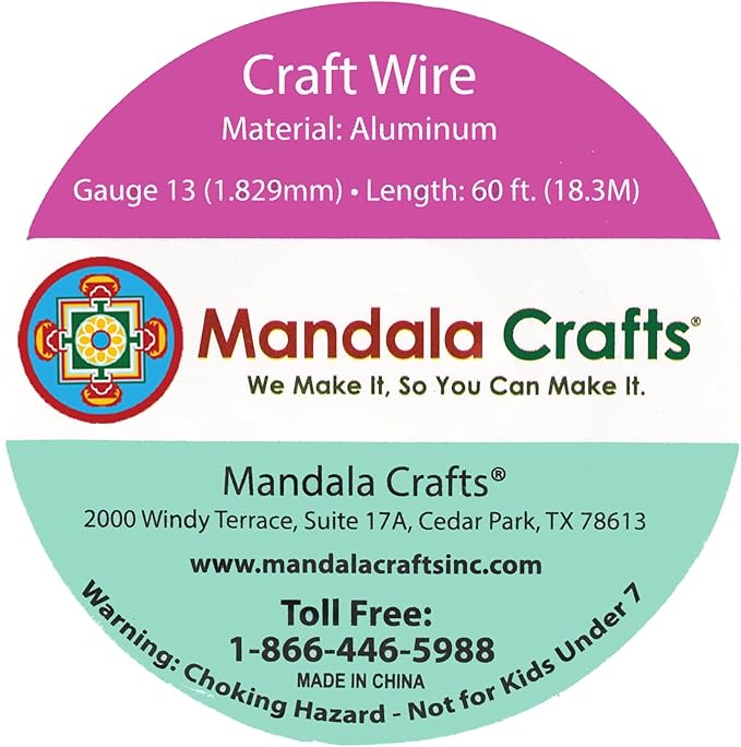 Mandala Crafts 13 Gauge Anodized Aluminum Craft Wire for Jewelry Making - 60 FT Colored Flexible Light Gold Tone Wire - Bendable for Bonsai Armature Crafting Sculpting