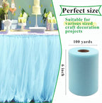 Light Blue Tulle Fabric Rolls 6 Inch by 100 Yards (300 feet) Fabric Spool Tulle Ribbon for DIY Tutu Bow Baby Shower Birthday Party Easter Wedding Decorations Christmas Craft Supplies