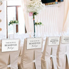 Reserved Seating Chair Signs, This Row Is Reserved Pew Cloths Seating Placeholder for Church Pews, Wedding Decorations for Reception Parties Celebrations Event Meetings (White, 4 PCS)