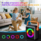 Karaoke Machine,8000mAh Portable Bluetooth Speaker with 2 Wireless Microphones for Adults & Kids,Microphone Speaker Set with Lights,Supports for TF Card,AUX in,FM,REC,for Parties,Outdoor,Home (HBL100)
