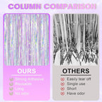 2 Pack Iridescent Purple Foil Fringe Curtains, Glittering Tinsel Streamers Party Decorations,Mermaid Fringe Backdrop for Gir's Birthday, Bachelorette, Baby Shower Theme Party