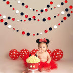 46 Ft Red Black and White Circle Dots Garland Hanging Paper Polka Dots Streamer for Graduations Birthday Bachelorette Engagement Wedding Bridal Shower Holiday Casino Poker Pirate Party Decorations