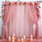 PARTISKY 20ft X 10ft Dusty Rose Tulle Backdrop Curtain for Parites, Sheer Backdrop Curtains Fabric Drapes for Wedding Ceremony Arch Party Stage Decorations