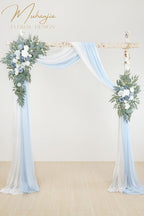 Artificial Arch Flowers Kit(Pack of 4),2Pcs Artificial Flower Arch Decor, 2Pcs Drapes, Ceremony and Reception Background Rose Decoration, Grayish Blue Floral Outdoor Party Decor