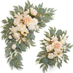 Faux Flower Swag Set of 2 for Wedding Welcome Signs Floral Swag Wedding Reception Ceremony Signs Decor (Champagne & Cream)