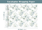 WRAPAHOLIC Eucalyptus Leaves Wrapping Paper Roll - Mini Roll - 17 Inch x 33 Feet - Eucalyptus Greenery Wrapping Paper Perfect for Birthday, Wedding, Bridal Shower