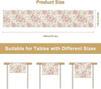 Pink White Flower Table Runner, Wildfloral Floral Sketch Pattern Print Kitchen Dinning Table Runner for Indoor Outdoor Home Wedding Party Holiday, 13x70 Inch