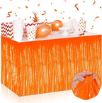 3 Pack 29 x108 Inch Macaron Orange Foil Fringe Table Skirts Metallic Banner for Tinsel Streamer Garland Backdrop for Parade Floats Wedding Thanksgiving Birthday Christmas New Year Party Decoration