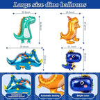 265 PCS Dinosaur Party Decorations, Blue Dinosaur Birthday Party Supplies for Boys Include Dino Balloons, Customized Backdrop, Happy Birthday Banner, Tablecloth, Plates, Cake Toppers
