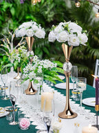 VIJIV Gold Flower Vase for Centerpiece Table Decorations Wedding Reception Decor, 15.8 Inch Tall Metal Vase for Feather Flower Holder Stand Floral Arrangement Gatsby Party Dinner Event Hotel