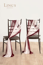 Ling's moment Wedding Chair Sashes Cover Aisle Decorations Draping Fabric Wrinkle-Free with Tie 16 Pcs Burgundy Pink Blush for Party Ceremony Reception Floral Arrangement Banquet Outdoor Decor