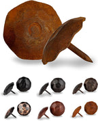 10 Pack 1.25" Round Head Iron Clavos Decorative Nails – Rusted – Handmade Rustic Round Fasteners for Farmhouse Shutters, Faux Wood Beams, Barn Doors, Shutters, Gates – Ornamental Wood Accent