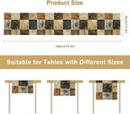Rustic Cow Skin Patchwork Print Table Runner, Farmhouse Country Western Style Fur Table Cover for Dinning Home Party Holidays Home Setting, 13x108 Inch