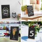 Double-Sided Small Chalkboard Signs (8 x 12 Inch) - Set of 3 with Stand & 7 Liquid Chalk Markers | Vintage Decorative Mini Tabletop Message Boards for Home & Events