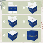 QIKSION Blue Graduation Card Box, Gold Foil Gift Card Box for Party, Graduation, Wedding Reception, Birthday, Baby Shower, Raffle