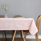 maxmill Lux Faux Linen Table Cloth with Slubby Texture Wrinkle Resistant Anti-Shrink Soft Tablecloth for Kitchen Dining Tabletop for Buffet Banquet Parties Rectangle 60 x 140 Inch Blush