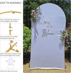 Vincidern 6.6FT Wedding Arch Backdrop Stand and White Cover, Metal Arch Backdrop Stand and Cover Set for Parties, Birthdays, Baby Showers, Bridal, Banquets, Ceremonies, Event Decor