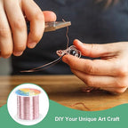 2-Rolls 0.2mm Jewelry Wire, 32 Gauge 328FT Craft Wire Copper Beading Wire for Jewelry Making/Planting/Weaving/DIY Crafting, Soft Metal Wires [100M, Rose Golden]