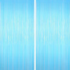Macaron Light Blue Tinsel Backdrop Foil Fringe Curtains, 2Pack Fringe Backdrop for Birthday Door Decorations, Wedding Baby Shower, Party Supplies for Bachelorette, Graduation, Christmas, Disco Decor