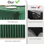 Wish Care 2 Pack Hunter Green Stretch Spandex Table Clothes for 6 Foot Rectangle Tables, 6FT Wrinkle Free Fitted Tablecloths Ruffles Design Table Cover for Party, Banquet, Wedding and Events