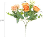 Artificial Flowers Fake Peony Silk Mini Plastic Bridal Flowers for DIY Wedding Bouquets Home Decorations 2 Packs(Orange)