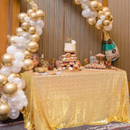 ShinyBeauty Gold Table Cloths for Party 2 Packs, 72X72 Inch Sequin Tablecloths Square Glitter Table Cloth Overlay Gold Tablecloth for Wedding, Birthday, Cake Tables
