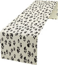 Dog Paws Table Runner,Cartoon Cute Black White Animal Footprints Abstract Tablecloth Burlap for Hotel Indoors Outdoor Dining Room Kitchen Home Decor,W13X L70 in