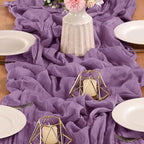 MLMW 6 Pack Fall Table Runner Purple Cheesecloth Boho Rustic Sheer Cheese Cloth Table Runner 160 inch 13.3ft for Halloween Wedding Party Baby Bridal Shower Birthday