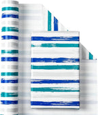 WRAPAHOLIC Reversible Blue Wrapping Paper - Mini Roll - 17 Inch X 33 Feet - Baby Boy Wrapping Paper for Birthday, Holiday, Wedding, Baby Shower