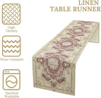 Boho Bohemia Table Runner, Vintage Blue Gold Retro Flower Rustic Country Floral Printed Pattern for Home Kitchen Table Decor Dining Coffee Room Garden Party Wedding Decor 13x36in
