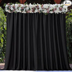 Joydeco Black Backdrop Curtain for Parties, Wrinkle Free Black Backdrop Drapes for Party Home Party, Curtains Backdrop 5ft x 8ft 2 Panels with Rod Pockets