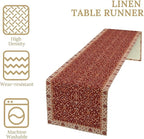 Boho Floral Vintage Table Runner, Red Retro Flower Rustic Country Farmhouse Abstract Pattern for Home Kitchen Table Decor Dining Coffee Room Party Decor 13x36in