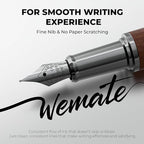 WEMATE Fountain Pen Set, Fine Nib, 20 Ink Cartridges(10 Black&10 Blue), 1 Ink Converter, Smooth Writing, No Skips, Nice Gift for Men, Women, Cool Wood Fountain Pen for Writing, Calligraphy
