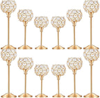 Crystal Candle Holders Set of 16 for Wedding Centerpieces Gold Or Silver Candle Holders Bulk Decorative Tealight Candle Holder for Wedding, Party,Table Centerpieces Decoration (Golden, 4Sets(12 Pcs))