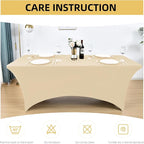2-Pack 6ft Spandex Table Covers for Rectangle Standard Folding Tables - Wrinkle Resistant Stretch Tablecloths - Ultimate Fitted Table Protector for Parties, Trade Shows, Banquet